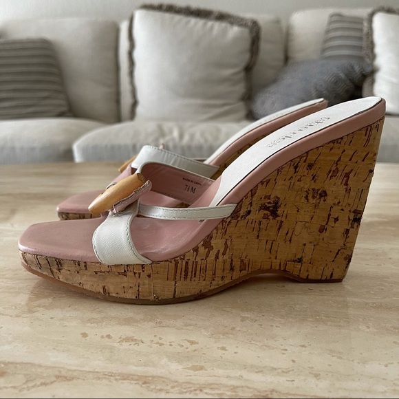 Y2K Charles By Charles David Pink Misty Cork Wedge‎ Sandal - Picture 7 of 11